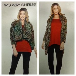 Kaktus Fuzzy Knit Open Front 2 Way Cardigan Sweater XL